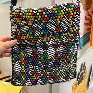 Beaded crossbody bag. Funky Boho Vintage Candy drops